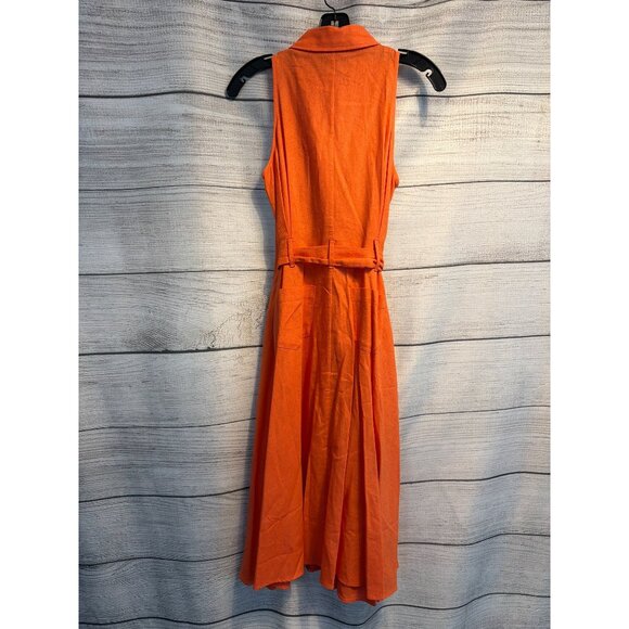 NWT Donna Karan Linen Blend Sleeveless Midi Shirt Dress Size 4 - Picture 3 of 3